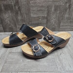 Patrizia by Spring Step Sandals Black Wedge Women's Size 7.5